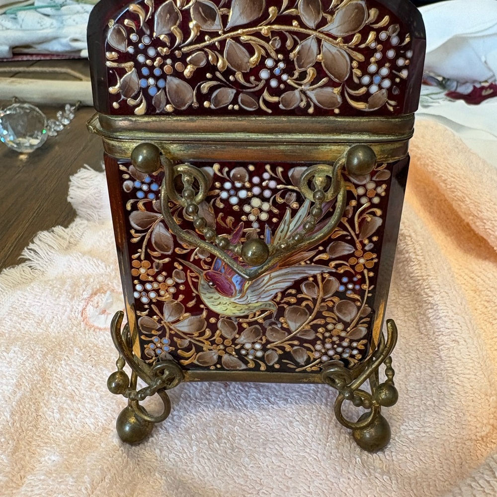 Rare Moser Vintage Antique 19 th century Bohemian Ornate enameled trinket box - Picture 7 of 14